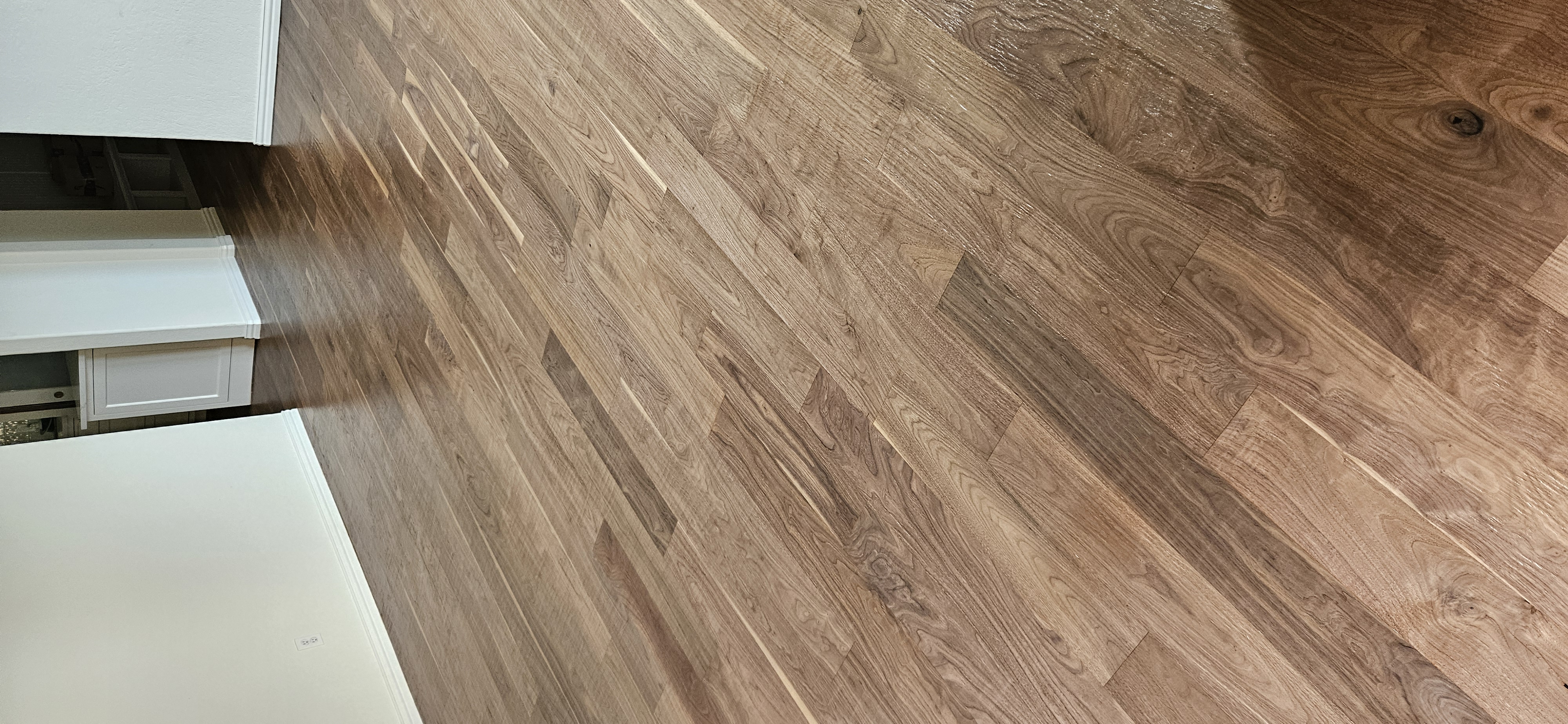 Hand scraped walnut flooring