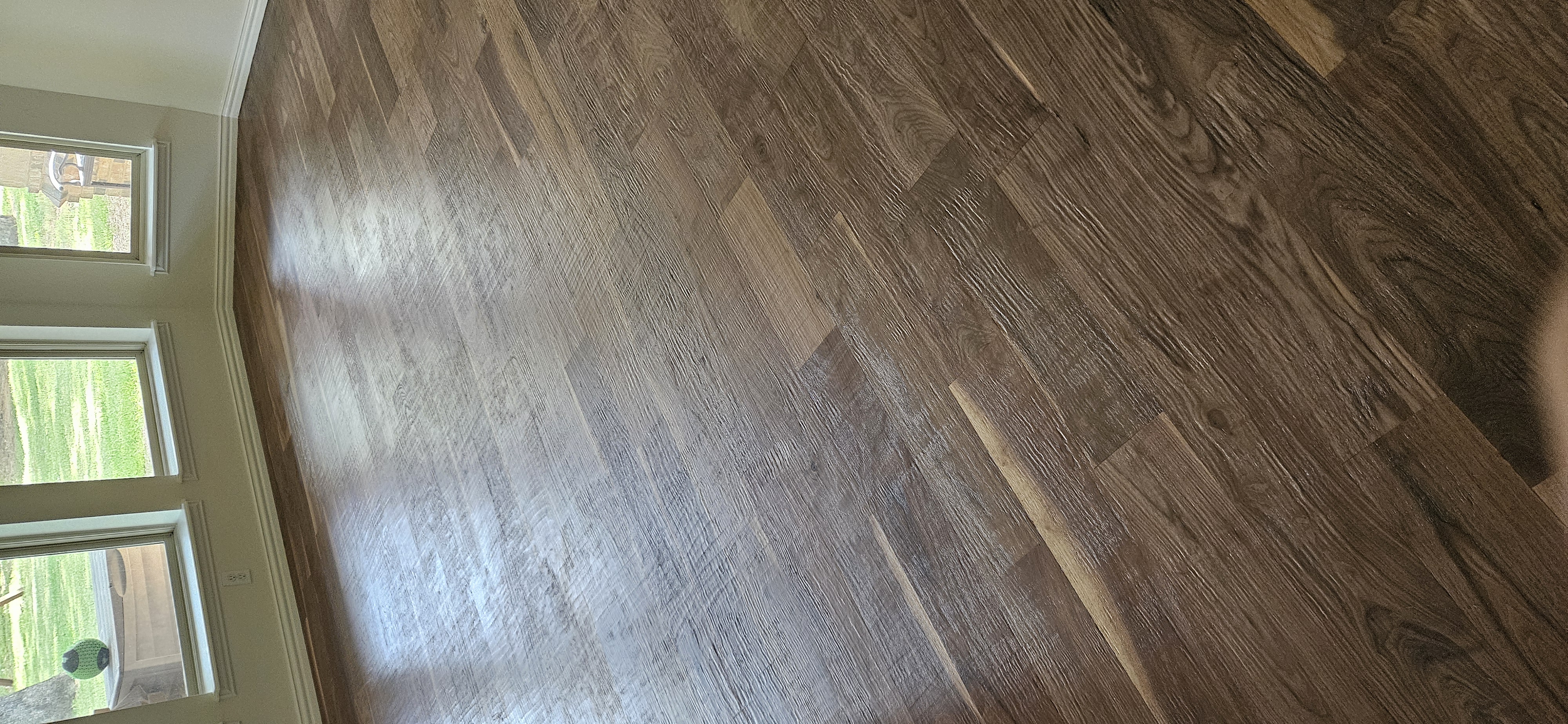 Hand scraped walnut — close-up