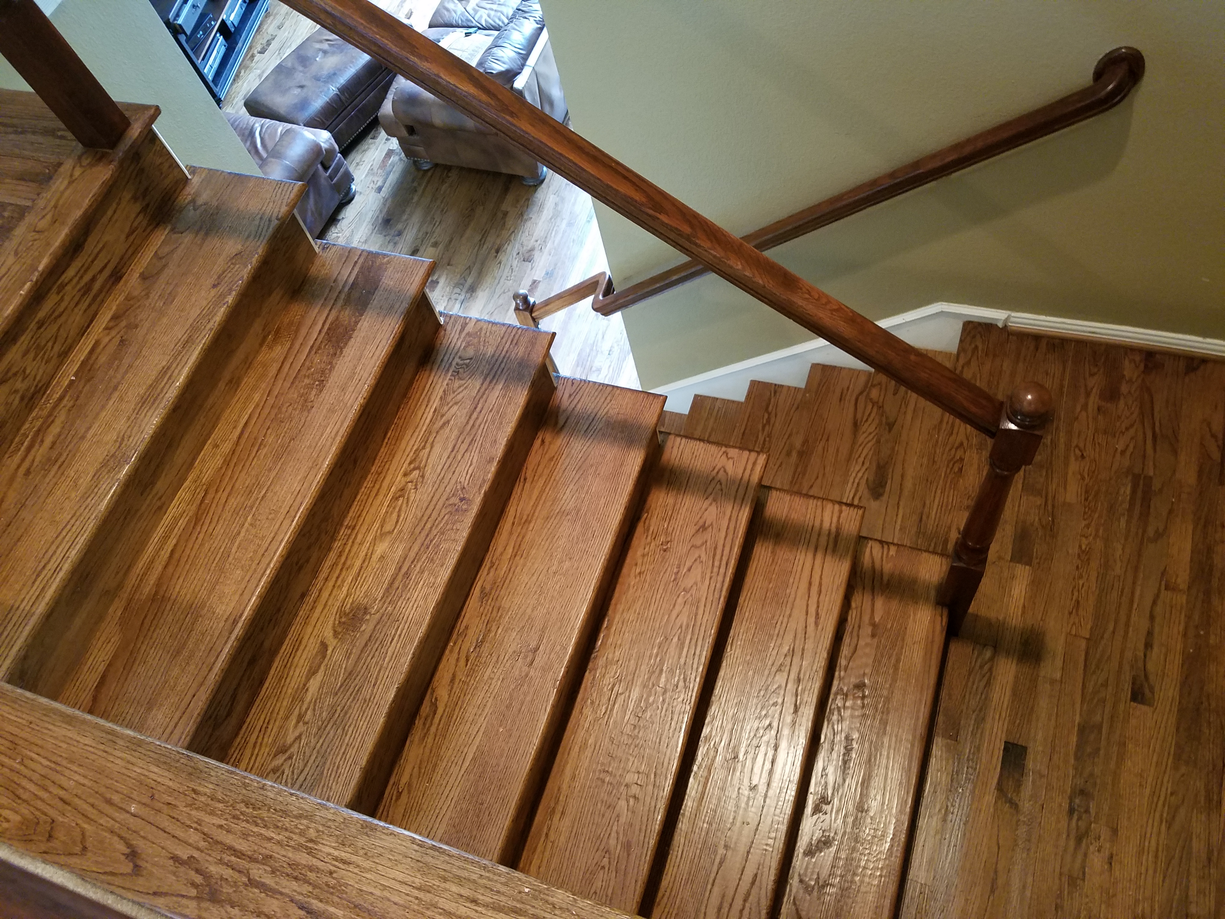 Stair refinishing — oak treads