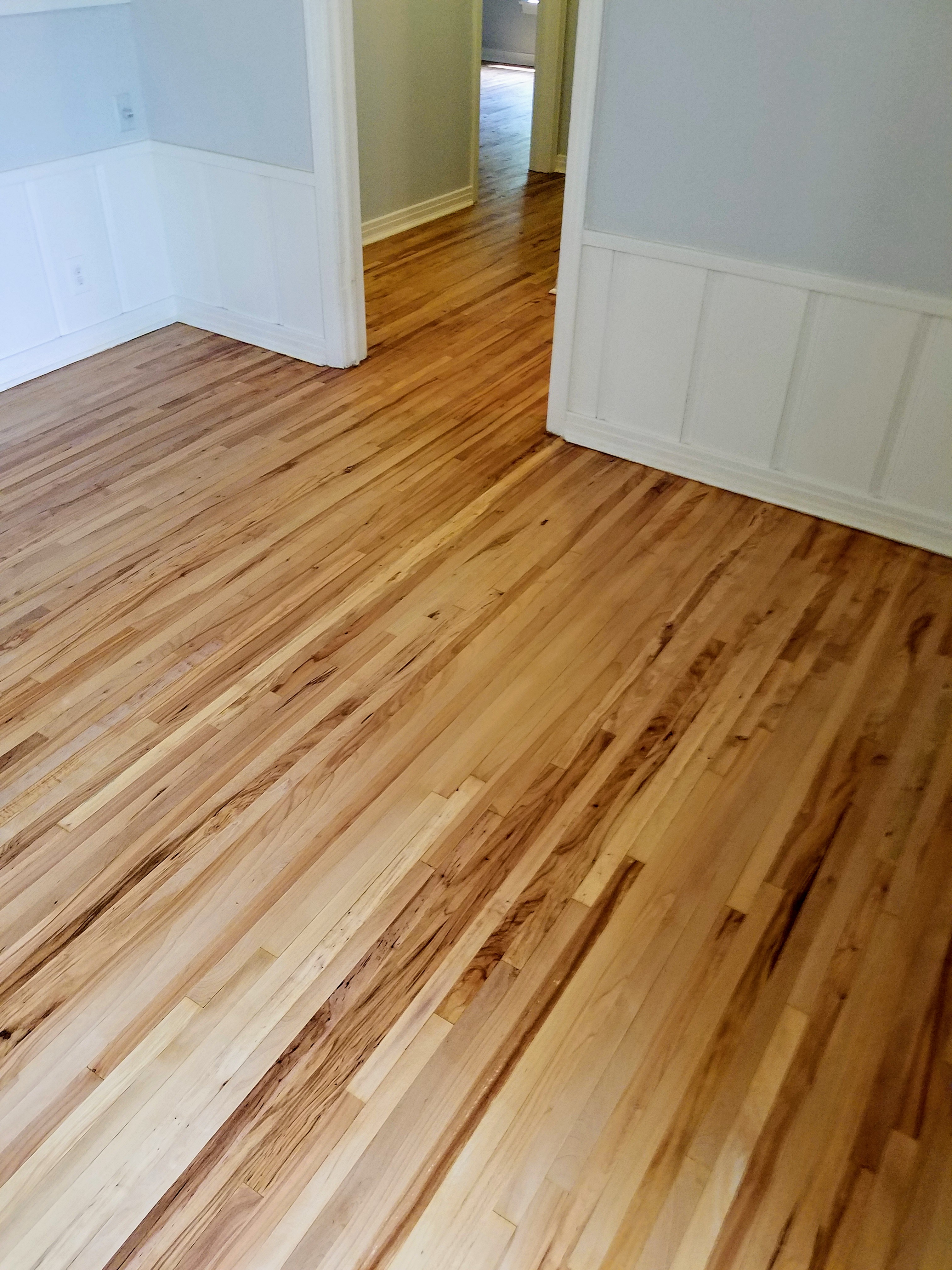 Narrow plank hickory floor